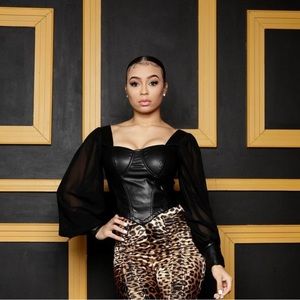 Faux Leather And Sheer Crop Top